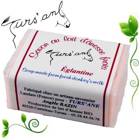 Ce savon au lait frais d'ânesse bio églantine vous séduira par ses fragrances raffinées.