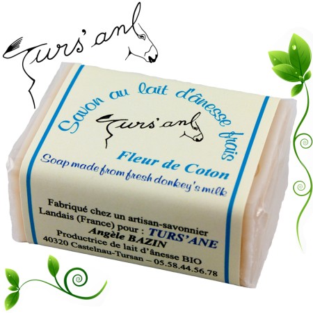 Laissez-vous chouchouter par la douceur de ce savon au lait frais d'ânesse bio fleur de coton.